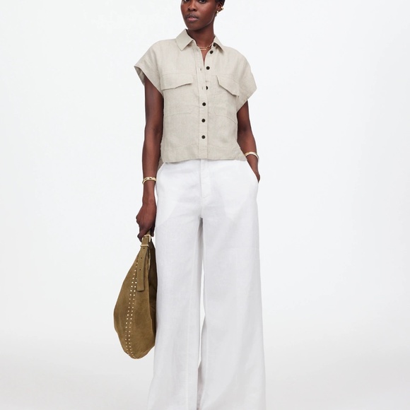 Madewell - Boxy Cargo-Pocket Button-Up Shirt, Oat, Medium, NWOT - Picture 2 of 8